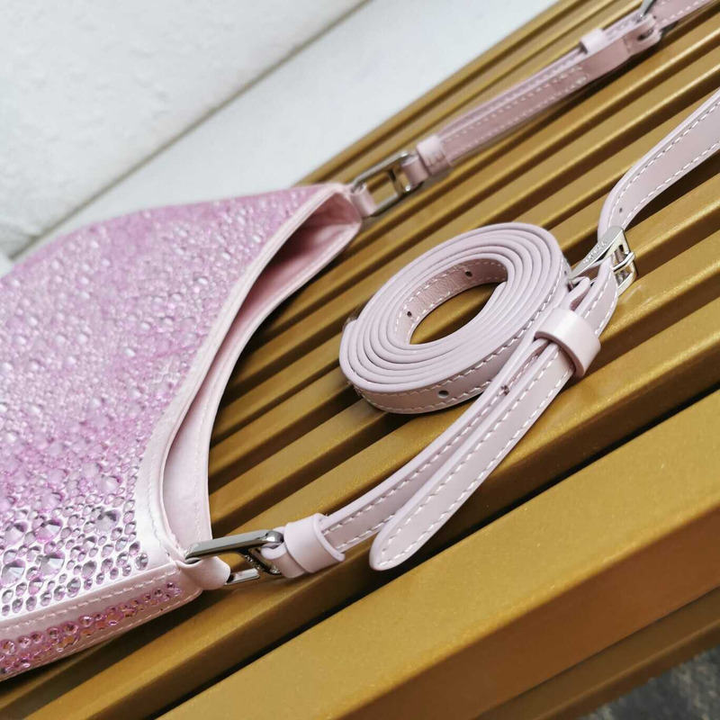 Pra*a cleo satin bag with crystals pink
