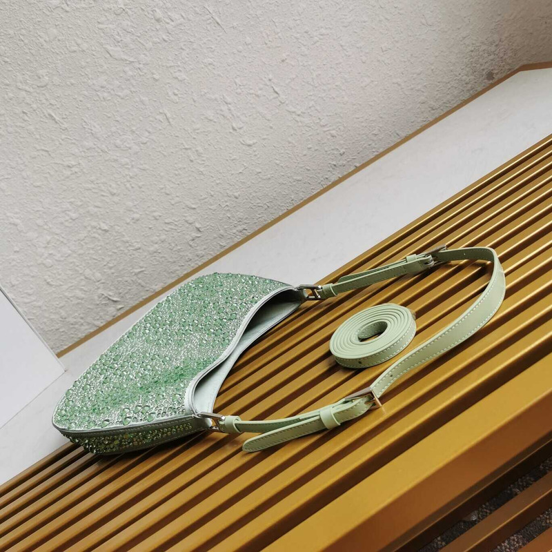 Pra*a cleo satin bag with crystals green