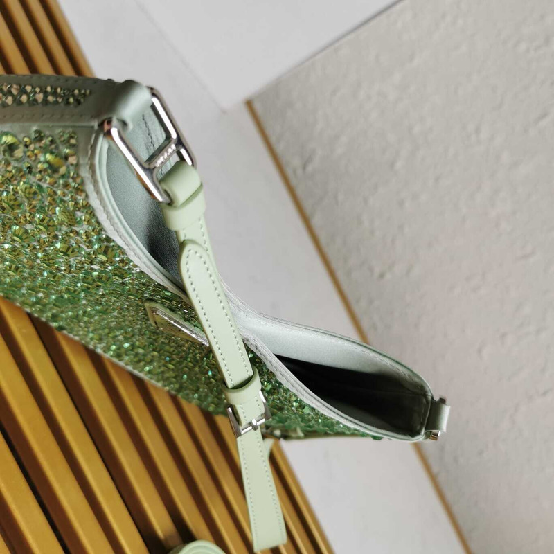 Pra*a cleo satin bag with crystals green