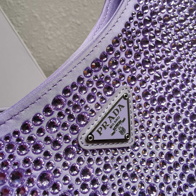 Pra*a cleo satin bag with crystals purple