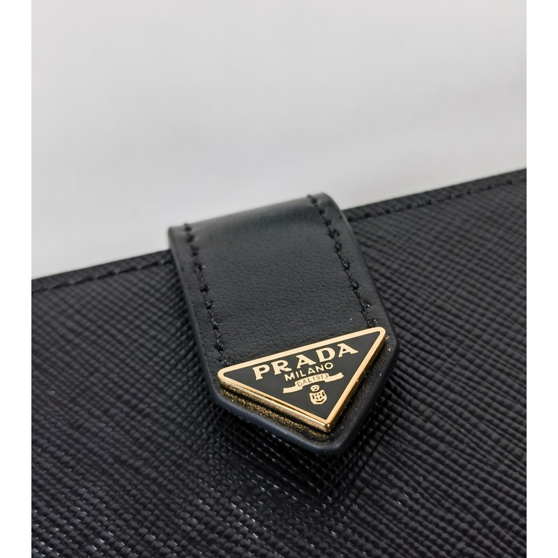 Pra*a large saffiano leather wallet black