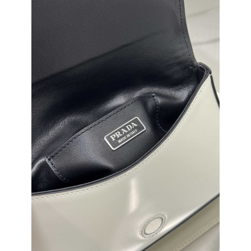 Pra*a brushed leather mini-bag with shoulder strap white