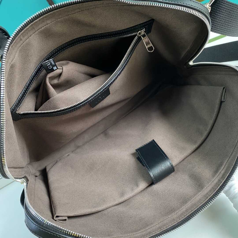 g*u*i gg S*p*e embossed leather briefcase black