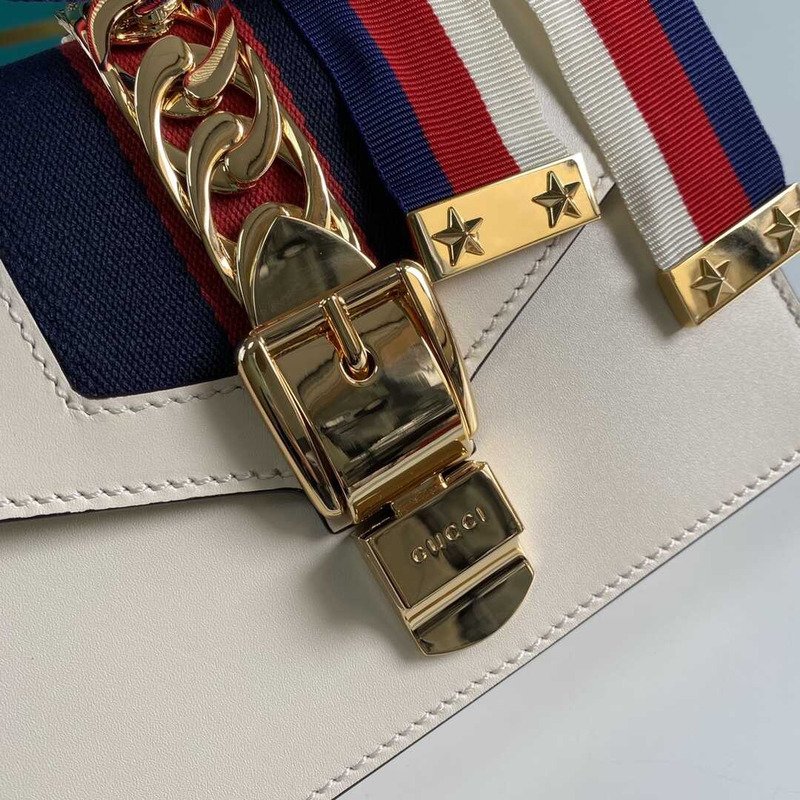 G*u*i sylvie shoulder gg web stripe mini bag beige