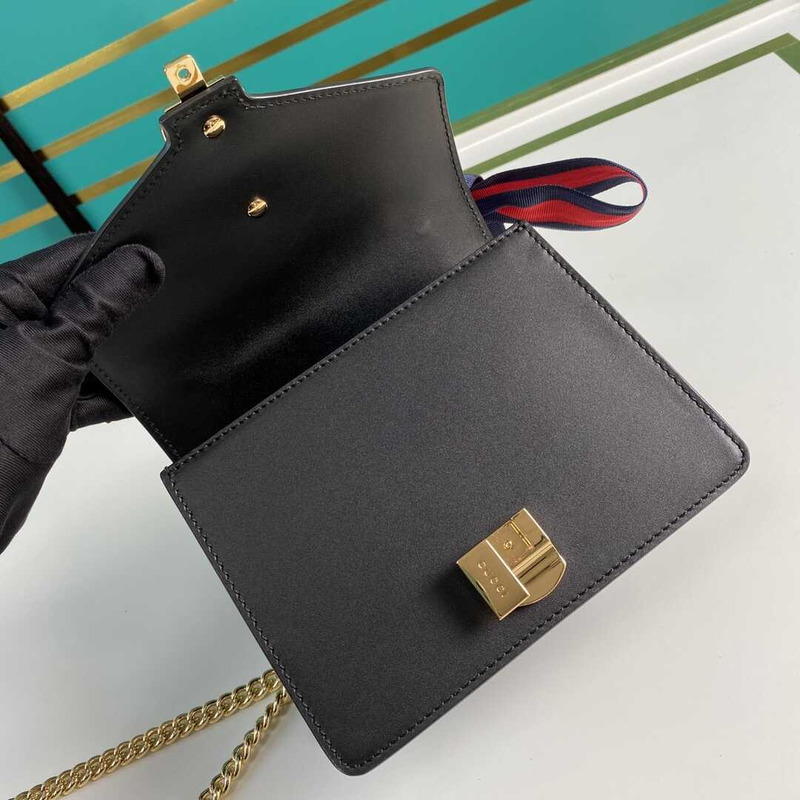 G*u*i sylvie shoulder gg web stripe mini bag black