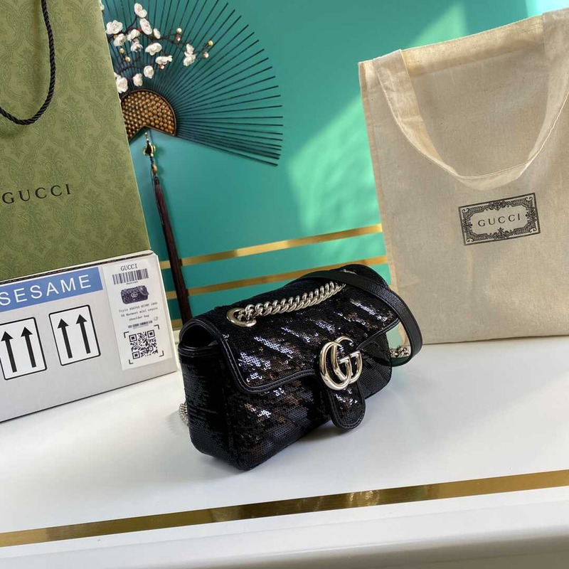 G*u*i gg marmont sequined small shoulder bag black