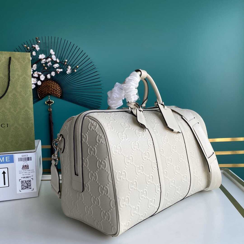 G*u*i gg embossed duffle bag white