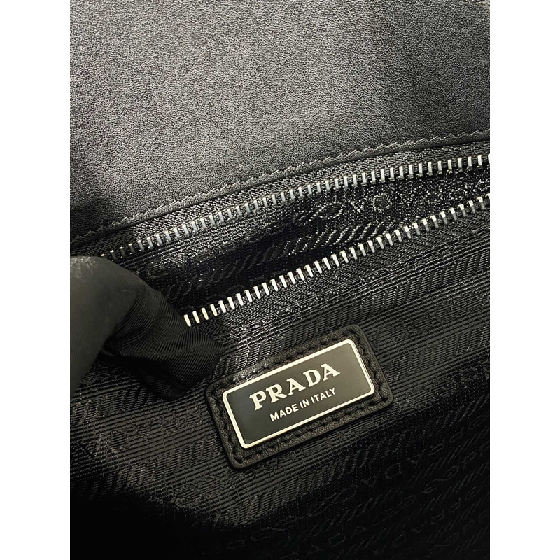 Pra*a brushed leather tote bag with water bottle black