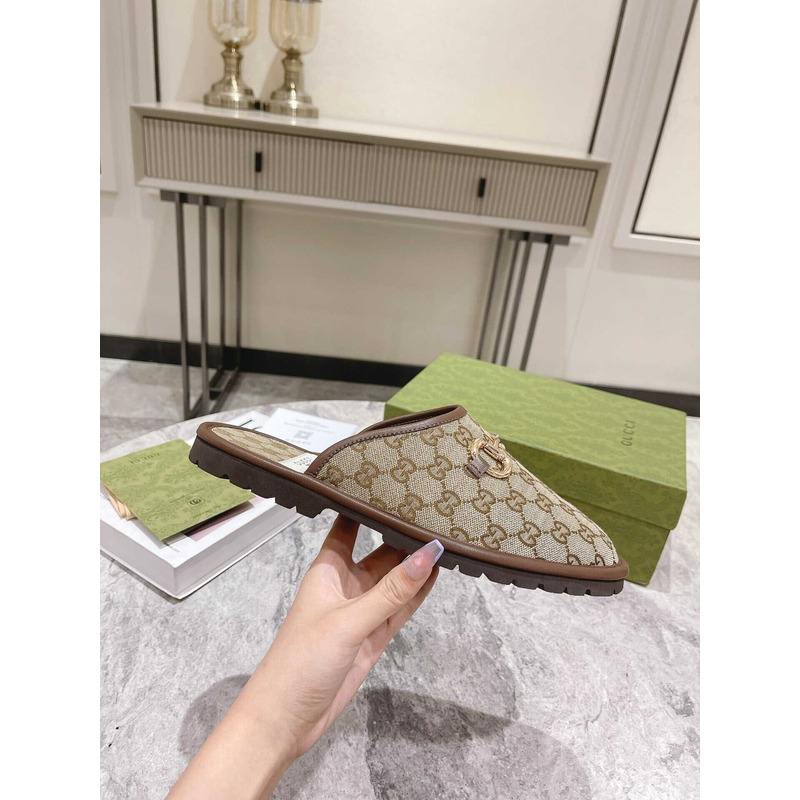 G*u*i gg classic logo horsebit detail mules beige
