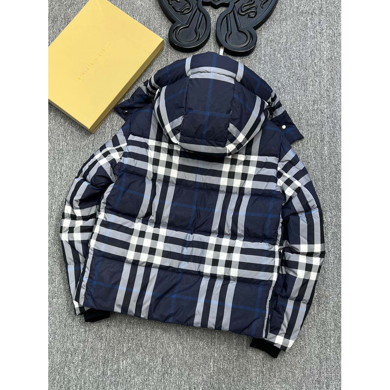 B**rry plaid down jacket white/dark charcoal blue