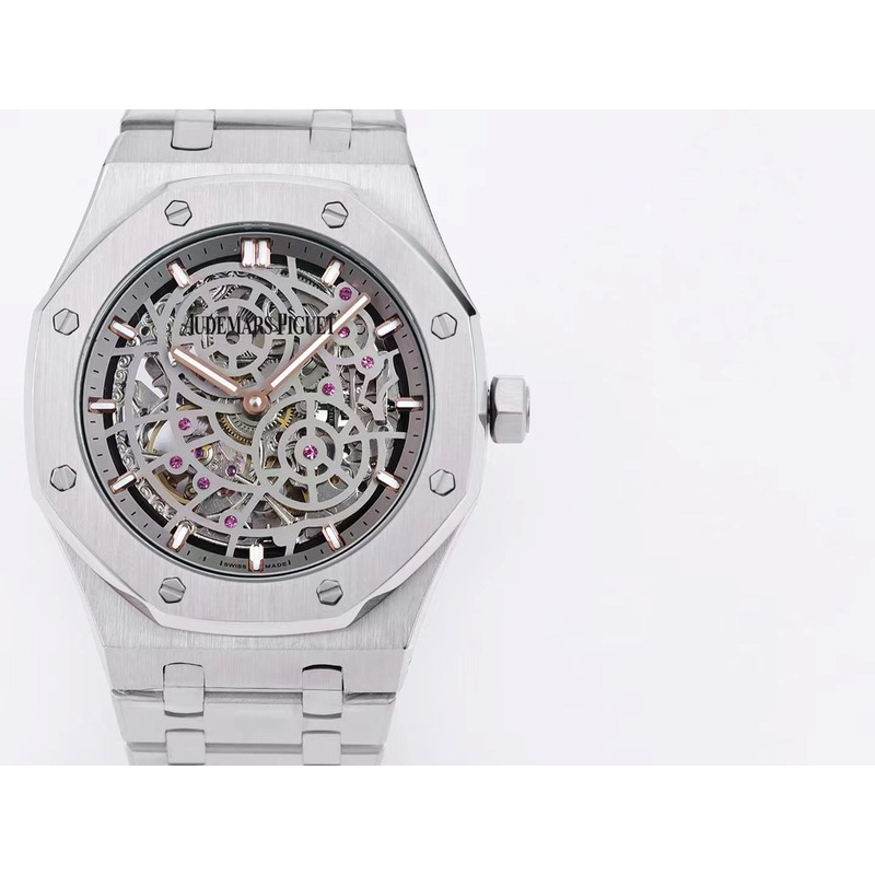 Audemars Piguet Royal Oak Openworked Steel Mens Watch Sliver