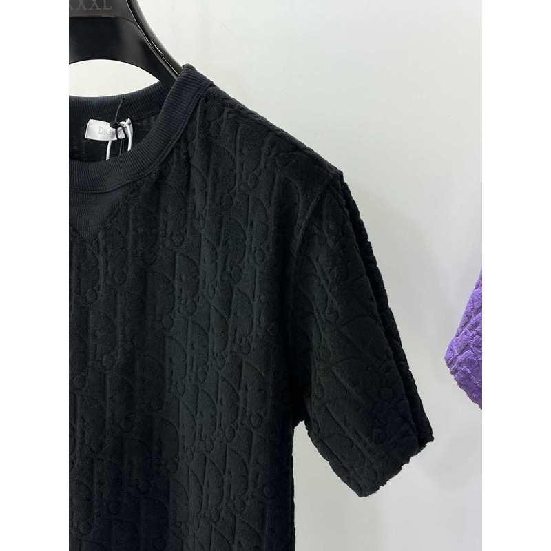 D*or oblique relaxed-fit cotton jacquard t-shirt black