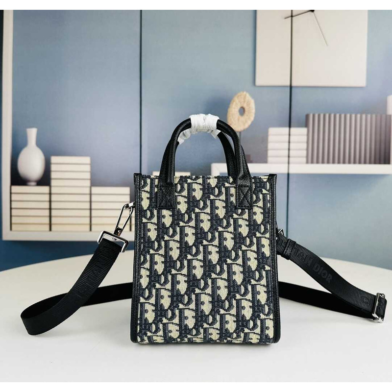 d*or safari N0*H-south mini tote bag beige and black