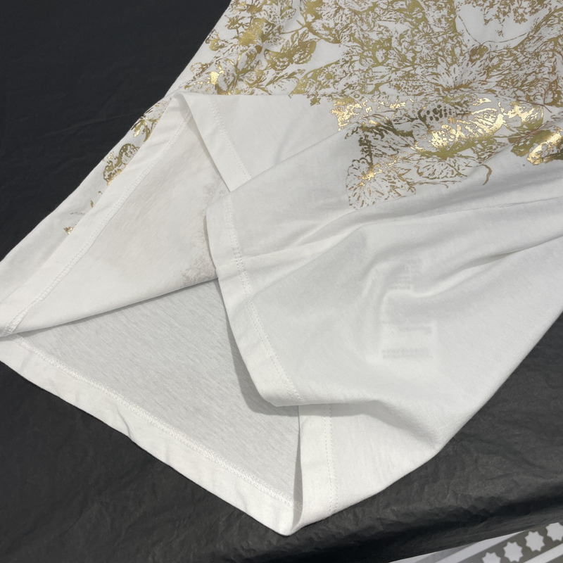 D*or embroidered t-shirt cotton jersey gold-tone signature white