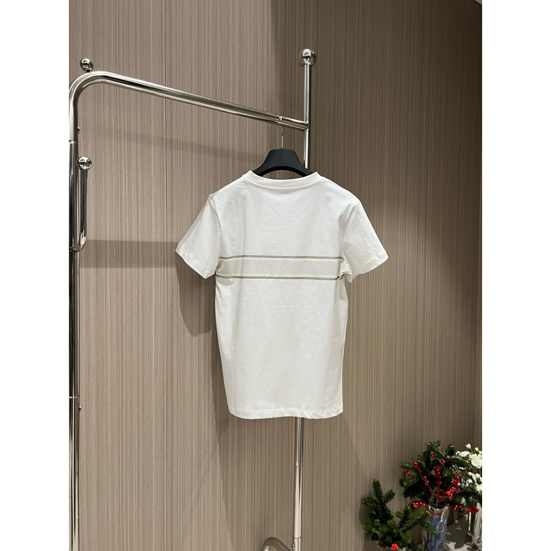 D*or embroidered t-shirt cotton jersey gold-tone signature white