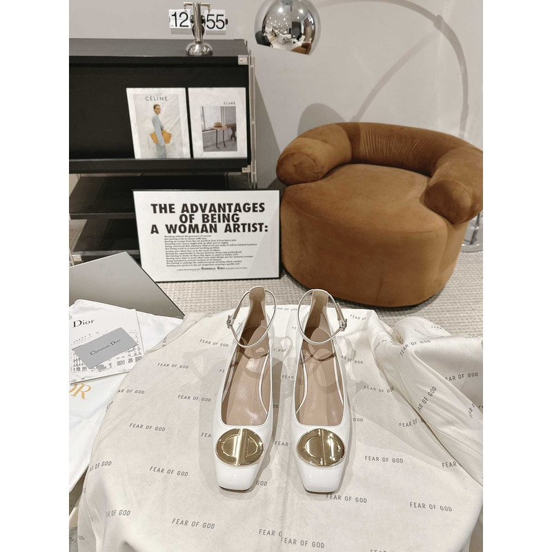 forever D*or high heel pump white patent calfskin