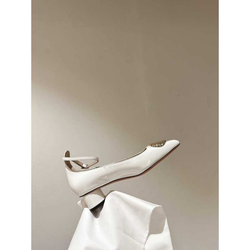 forever D*or high heel pump white patent calfskin