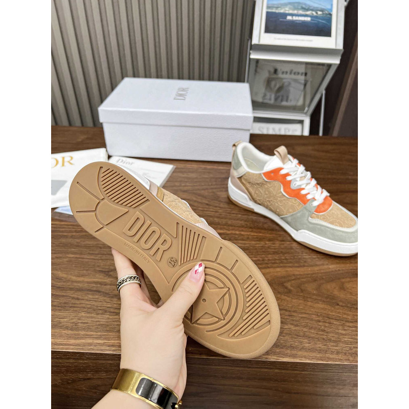 one sneakers beige multicolor calfskin and suede calfskin with D*or oblique motif