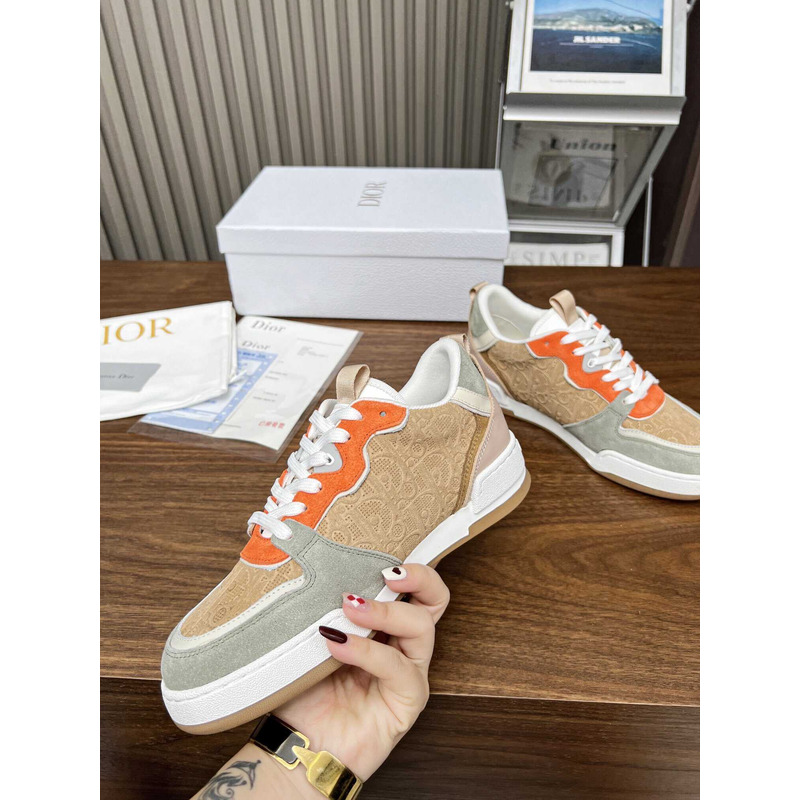 one sneakers beige multicolor calfskin and suede calfskin with D*or oblique motif