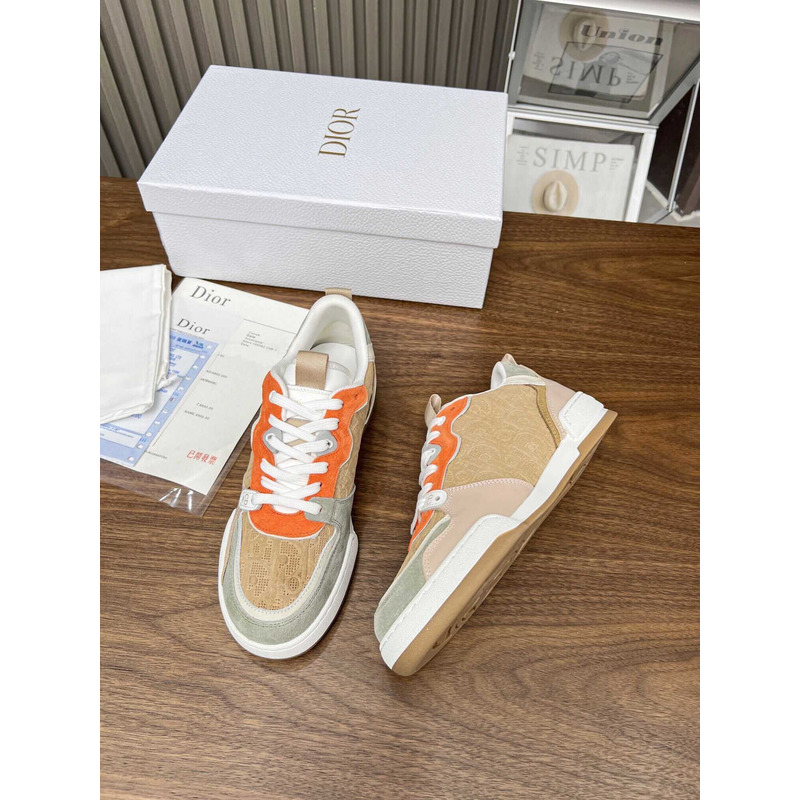one sneakers beige multicolor calfskin and suede calfskin with D*or oblique motif