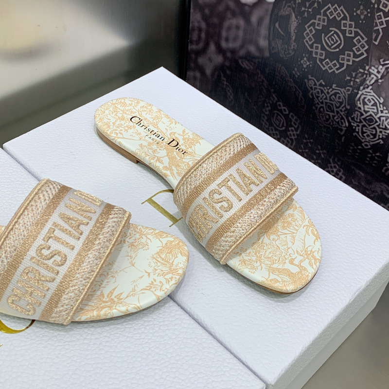 ch**an D*or dway sandals beige and white