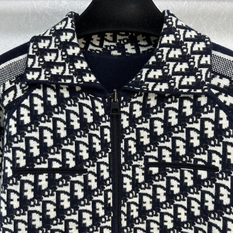 D*or wool and cashmere zipped jacket black