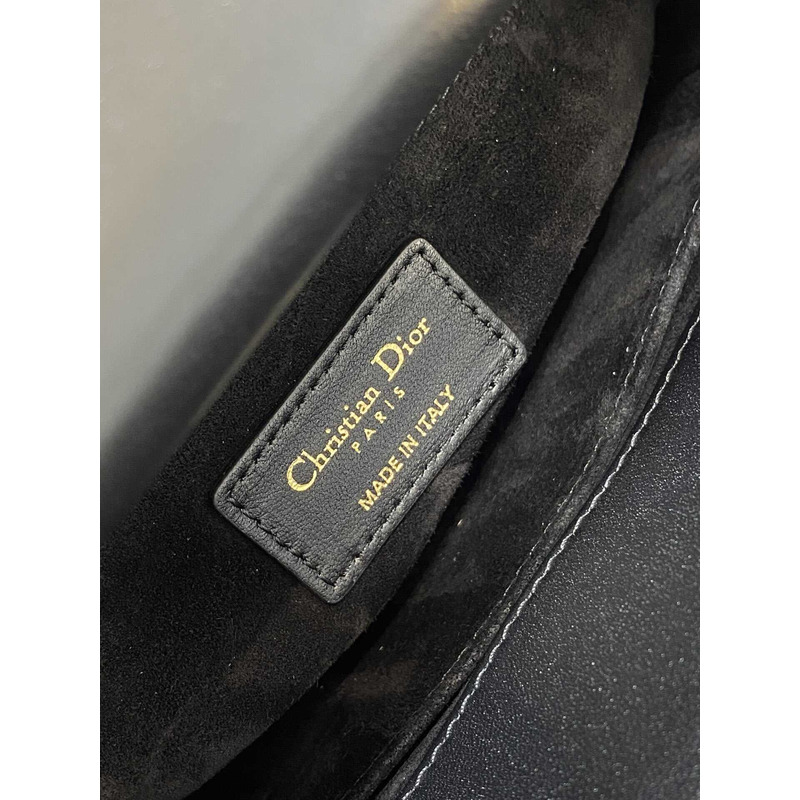 D*or small lady D*or bag lambskin gold-finish butterfly studs black