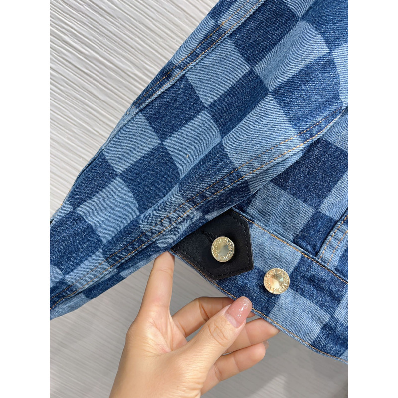 l**is V*t*n damier denim jacket blue