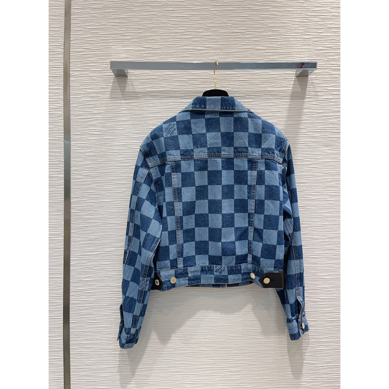 l**is V*t*n damier denim jacket blue