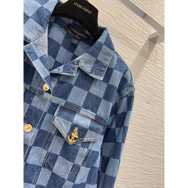 l**is V*t*n damier denim jacket blue