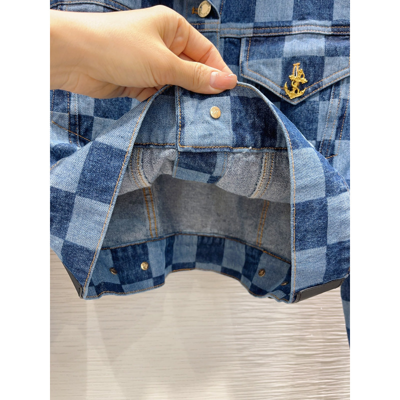 l**is V*t*n damier denim jacket blue