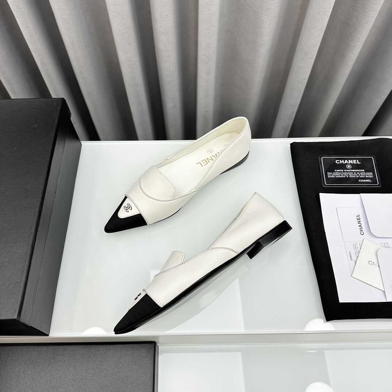 Ch*el loafers sheepskin white