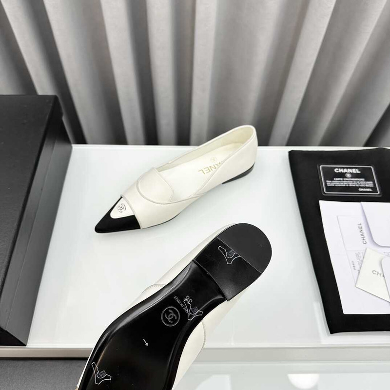 Ch*el loafers sheepskin white