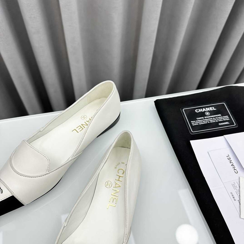 Ch*el loafers sheepskin white