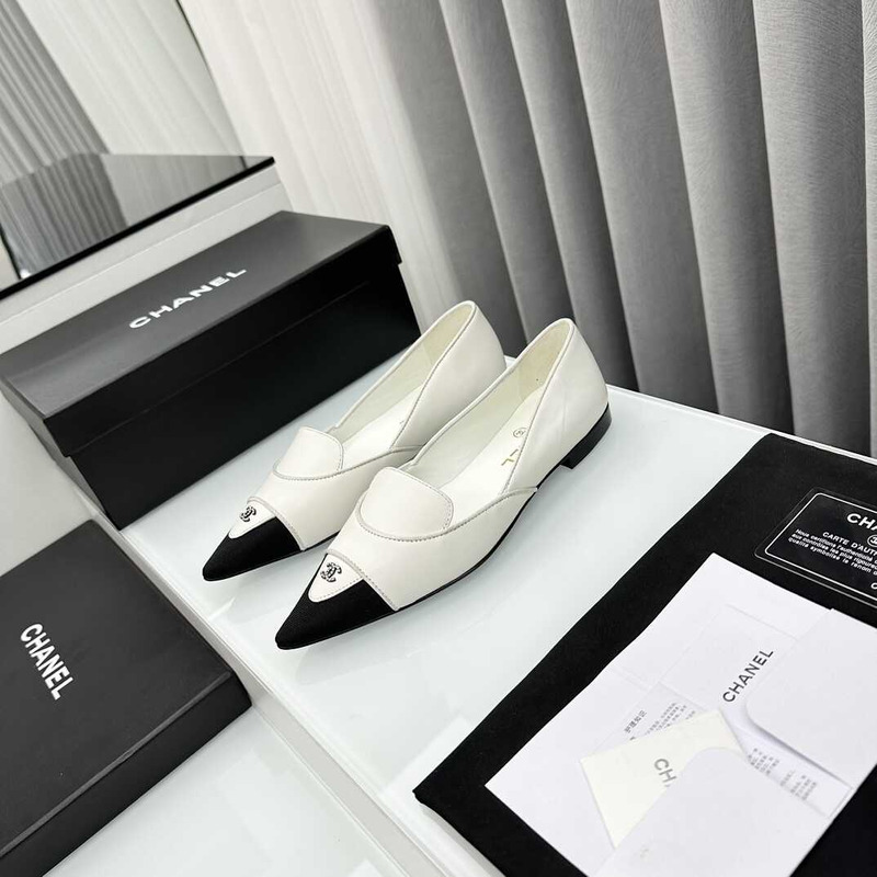 Ch*el loafers sheepskin white