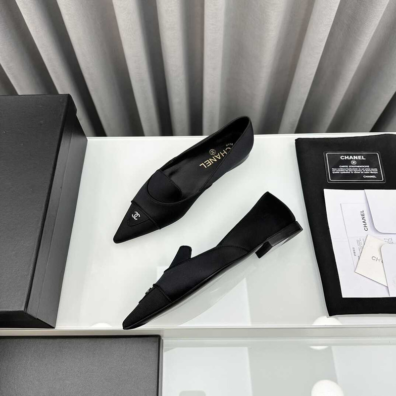 Ch*el loafers sheepskin black