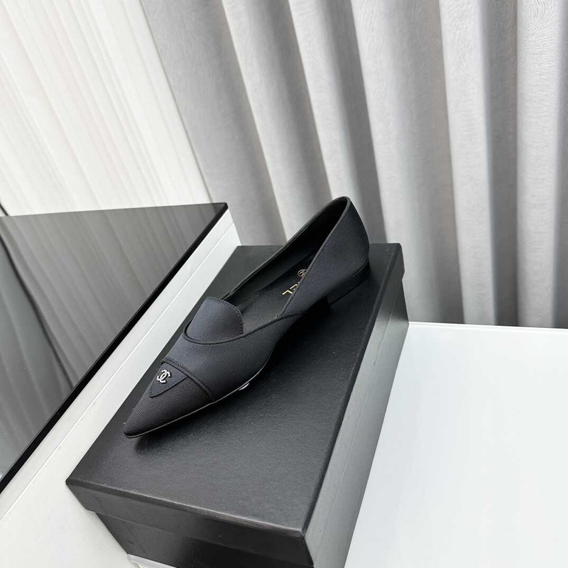 Ch*el loafers sheepskin black