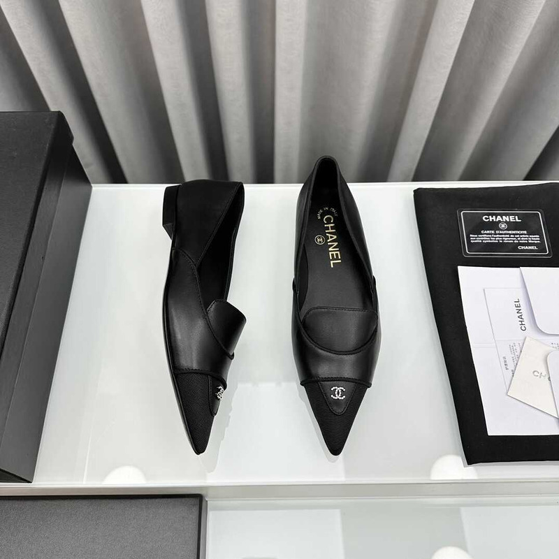 Ch*el loafers sheepskin black