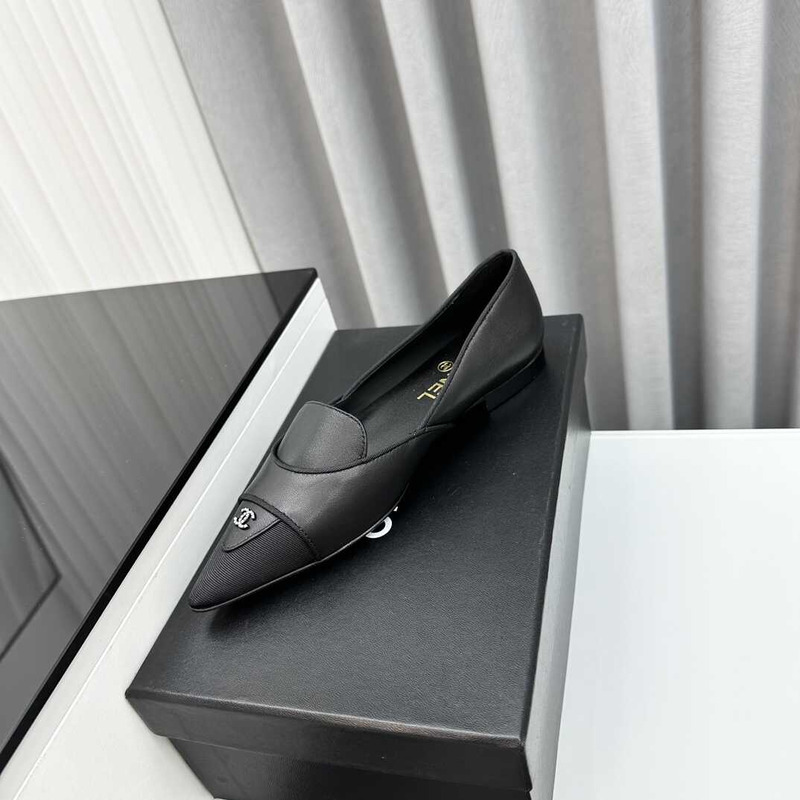 Ch*el loafers sheepskin black