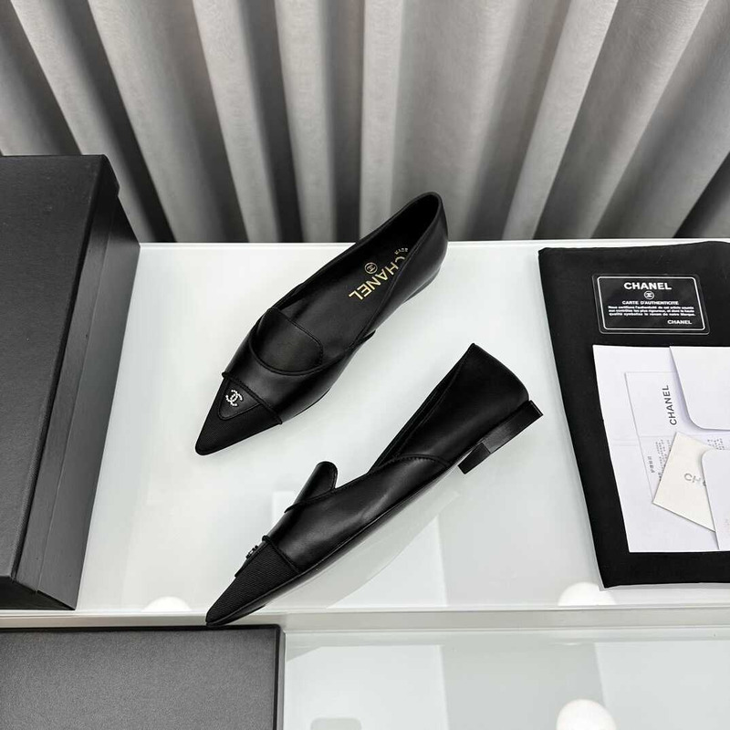 Ch*el loafers sheepskin black