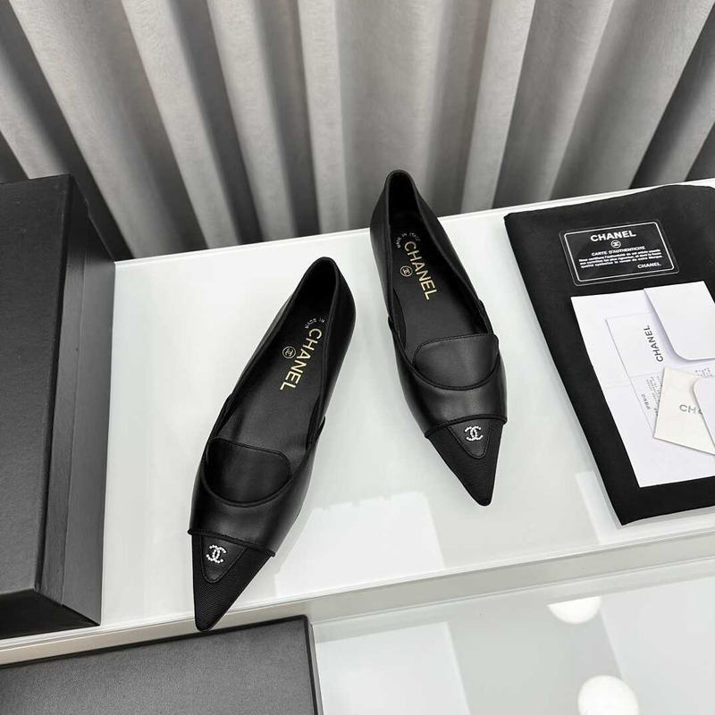 Ch*el loafers sheepskin black