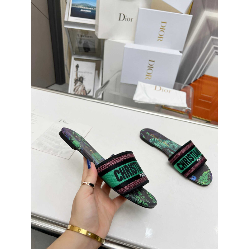 D*or dway slide multicolor embroidered cotton green