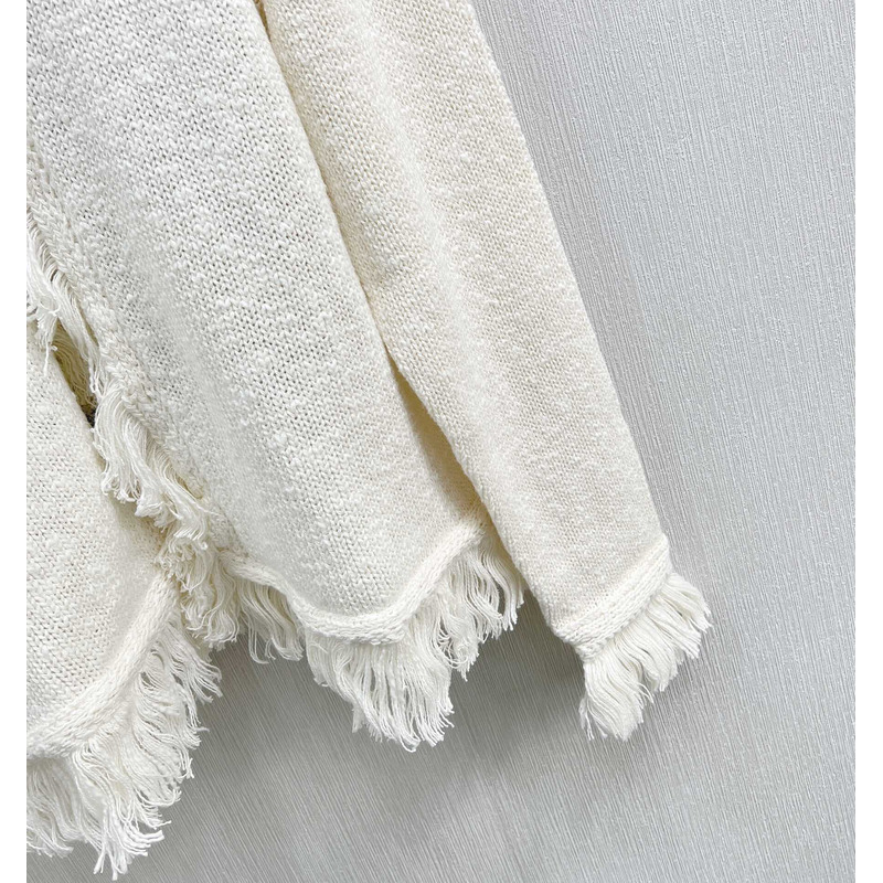 D*or embroidered jacket white wool, cotton and alpaca technical knit with pastel midnight blue butterfly around the world motif