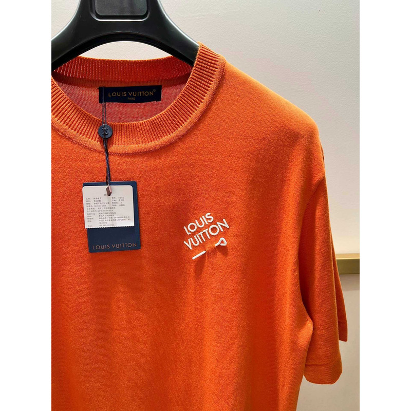l**is V*t*n t-shirt with lv patch orange