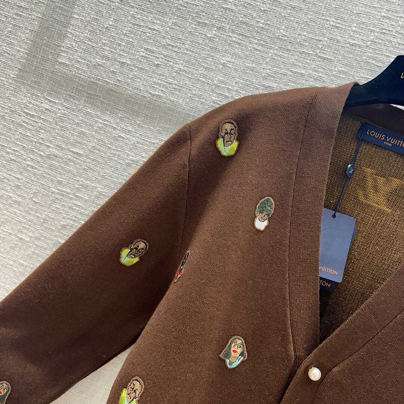 l**is V*t*n embroidered cotton cardigan henry taylor ebony