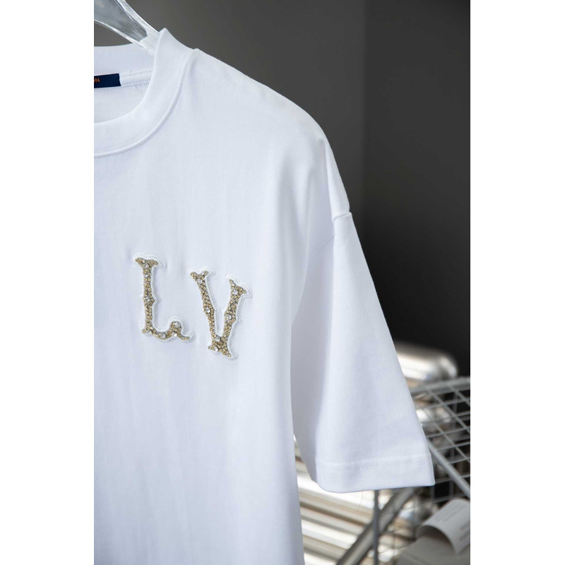 l**is V*t*n cotton pique t-shirt with embroidered lv patch white