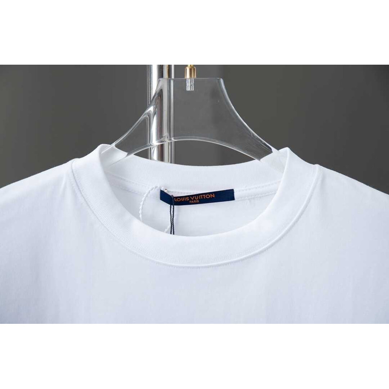 l**is V*t*n cotton pique t-shirt with embroidered lv patch white