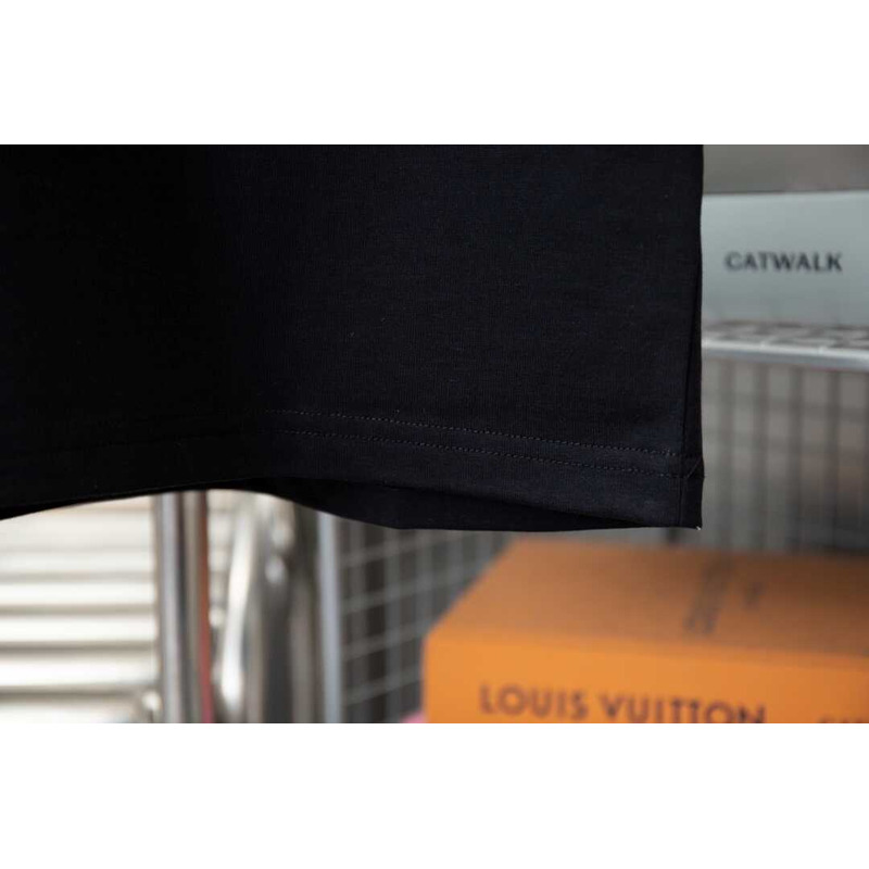 l**is V*t*n cotton pique t-shirt with embroidered lv patch black