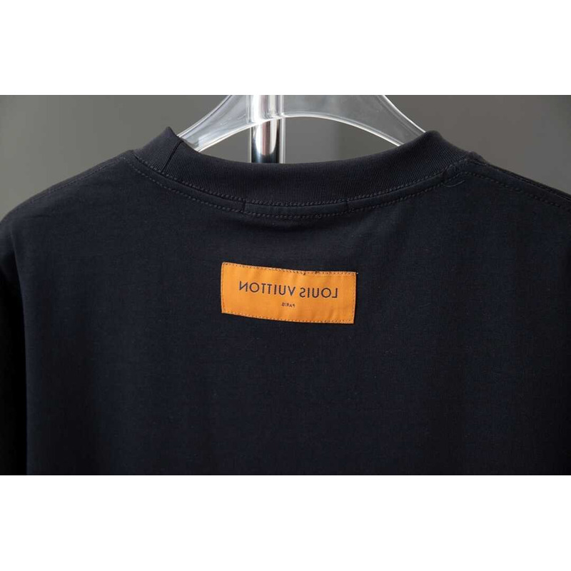 l**is V*t*n cotton pique t-shirt with embroidered lv patch black