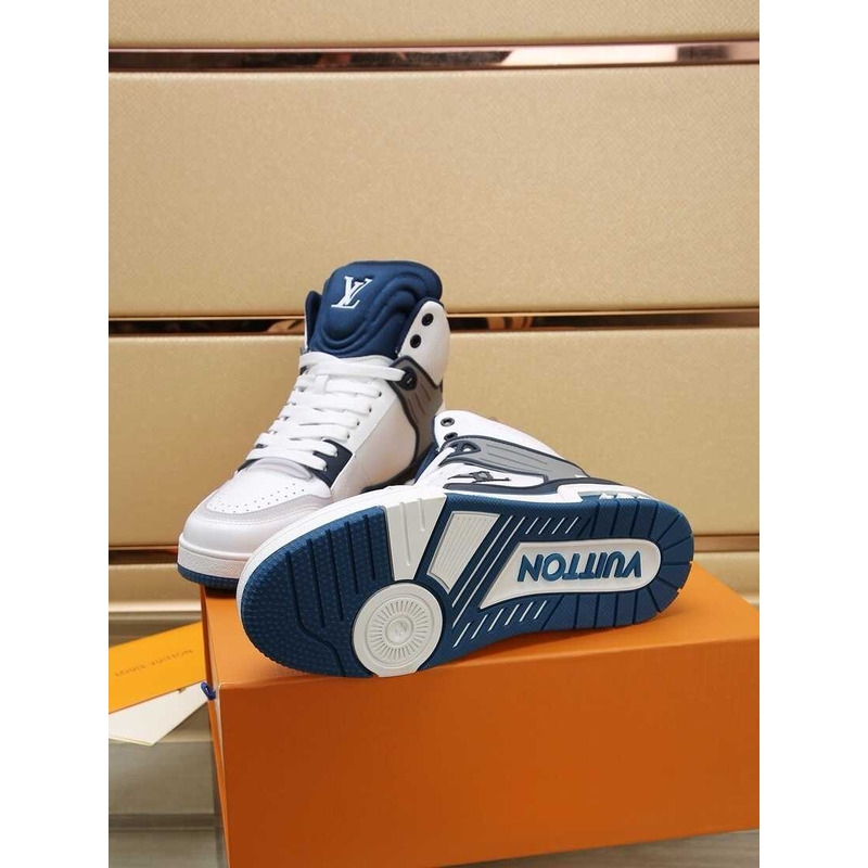 l**is V*t*n lv trainer sneaker boot calfskin white blue